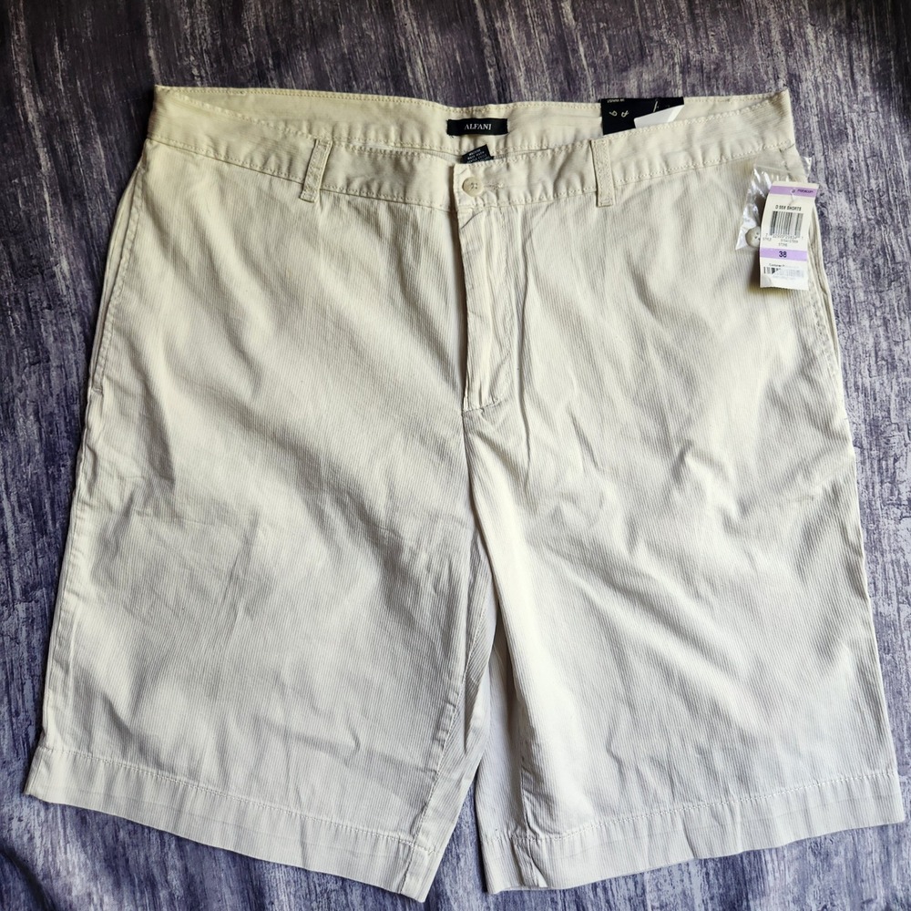 Alfani Mens‎ Stone Pinstripe Flat Front Shorts Size 38 Waist